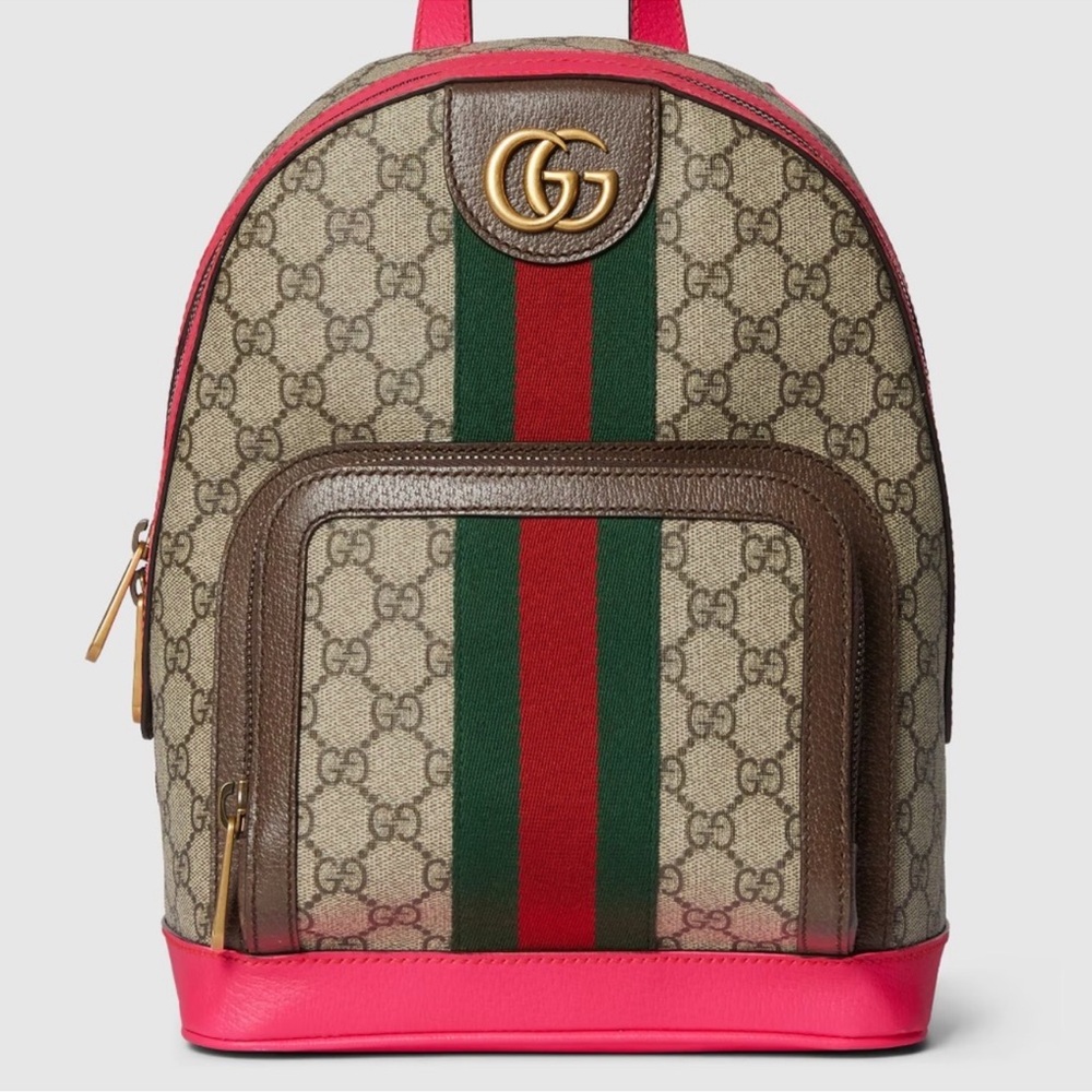 NEW Authentic Gucci Ophidia Small Backpack With Pink Trim